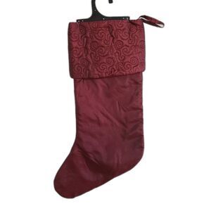 White Pine Elegant Burgundy Wine Colored Holiday Stocking Satin Quilted New NWT